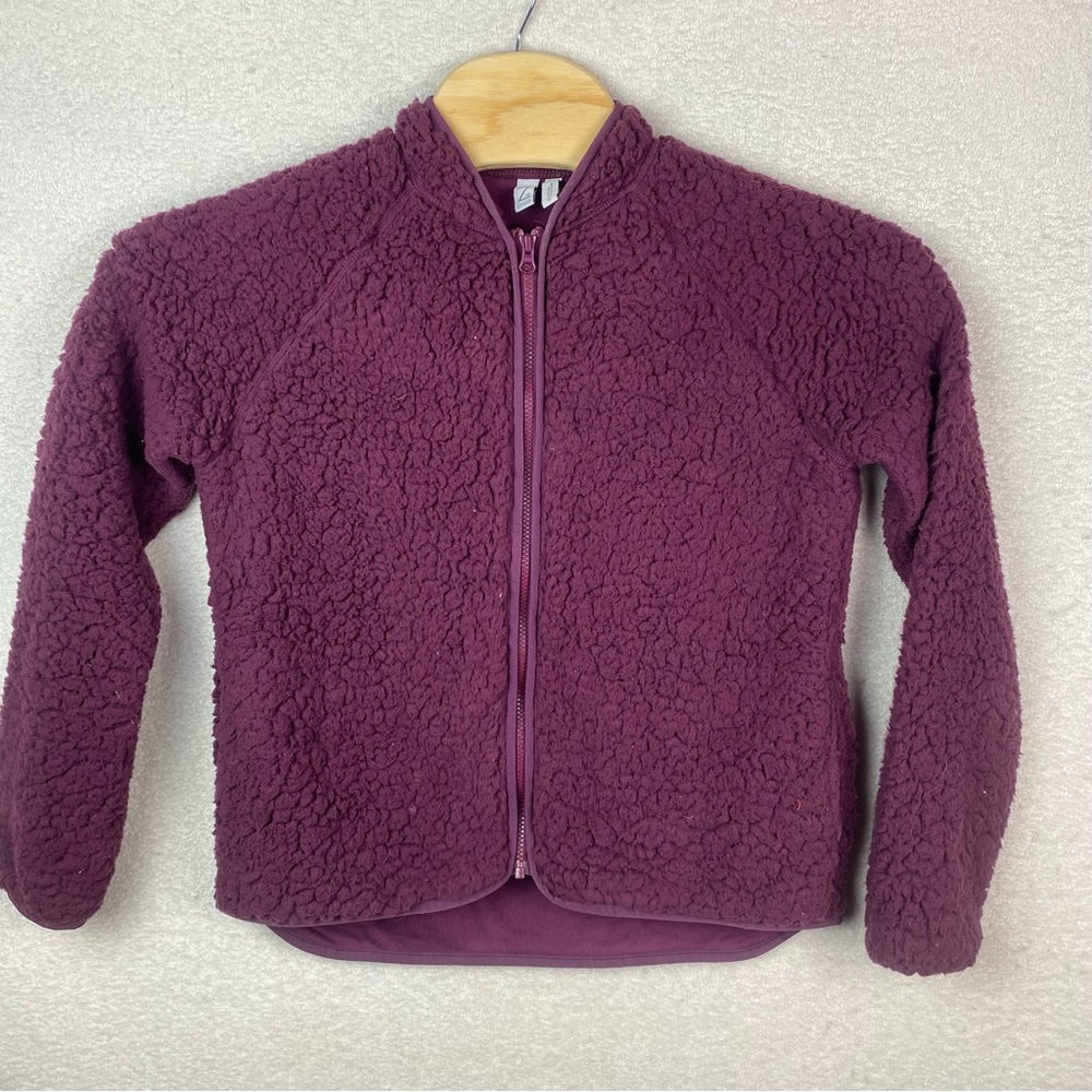 Z‎ by Zella Sherpa Aura Faux Shearling Maroon Zip Front Jacket Wms Sz Medium